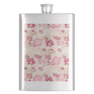 Cute pink modern flowers pattern High-Top sneakers Hip Flask