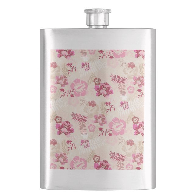 Cute pink modern flowers pattern High-Top sneakers Hip Flask (Front)