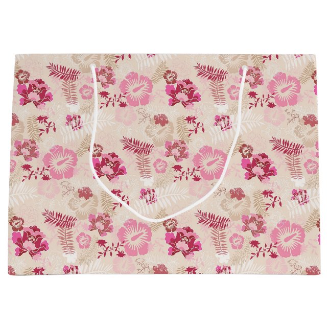 Cute pink modern flowers pattern High-Top sneakers Large Gift Bag (Front)