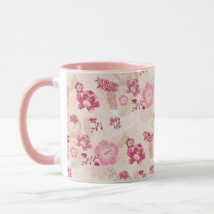 Cute pink modern flowers pattern High-Top sneakers Mug