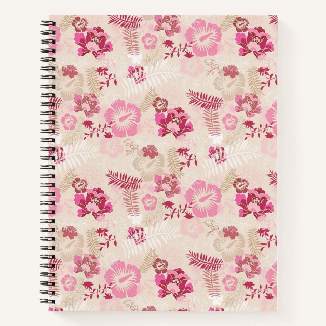 Cute pink modern flowers pattern High-Top sneakers Notebook (Front)