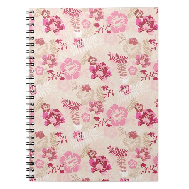 Cute pink modern flowers pattern High-Top sneakers Notebook (Front)