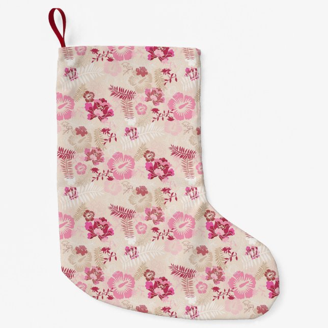 Cute pink modern flowers pattern High-Top sneakers Small Christmas Stocking (Front)