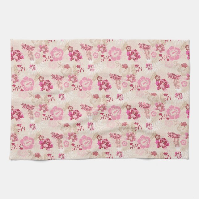 Cute pink modern flowers pattern High-Top sneakers Tea Towel (Horizontal)
