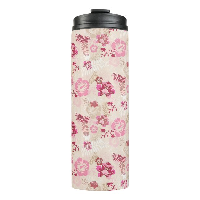 Cute pink modern flowers pattern High-Top sneakers Thermal Tumbler (Front)
