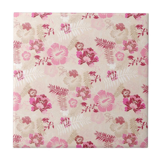 Cute pink modern flowers pattern High-Top sneakers Tile (Front)