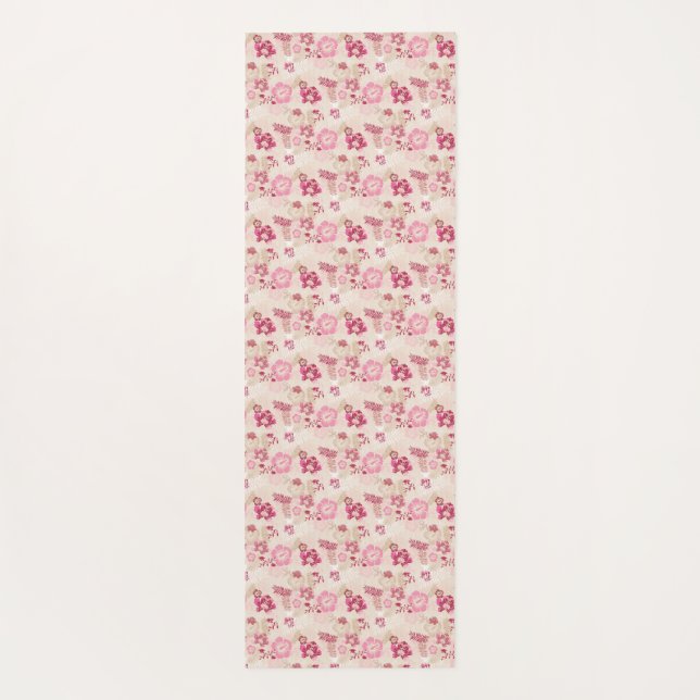 Cute pink modern flowers pattern High-Top sneakers Yoga Mat (Back)