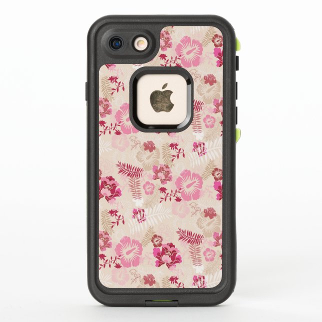 Cute pink modern flowers pattern LifeProof iPhone case (Back)