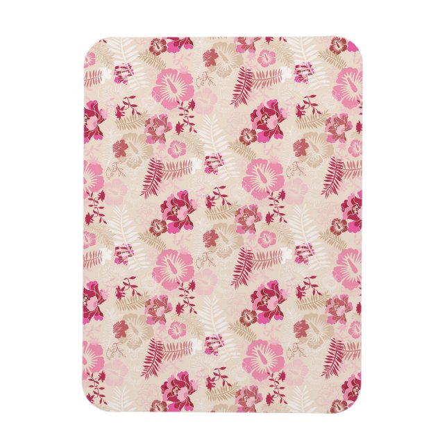 Cute pink modern flowers pattern magnet (Vertical)