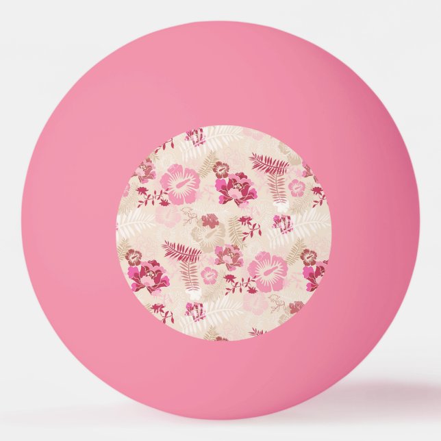 Cute pink modern flowers pattern ping pong ball (Front)