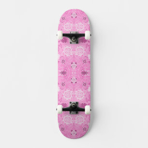 Cute pink modern flowers pattern skateboard