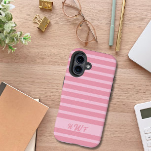 Cute Pink Monochromatic Custom Striped  iPhone 16 Case