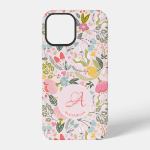 Cute pink monogram name personalised girly iPhone 12 case