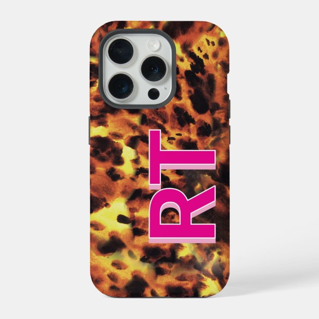 Cute Pink Monogrammed Tortoiseshell iPhone Case (Back)