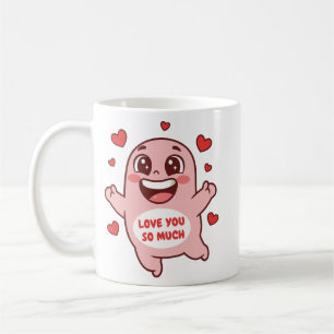 Cute Pink Monster Love You So Much Art Coffee Mug