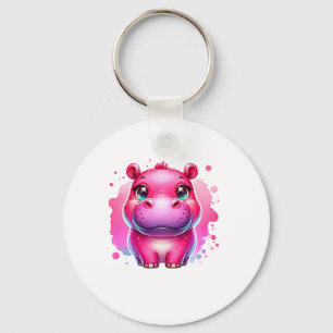 Cute Pink Moo Deng Long Sleeve T-Shirt Key Ring