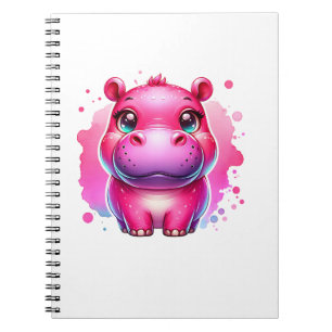 Cute Pink Moo Deng Long Sleeve T-Shirt Notebook