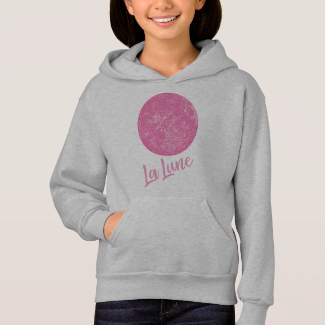Cute Pink Moon Illustration French La Lune Quote (Front)