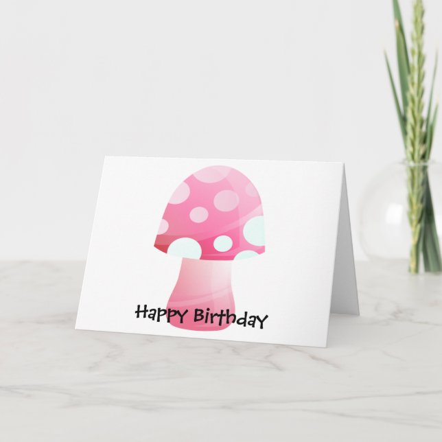 Cute Pink Morsel Mushroom Card (Front)