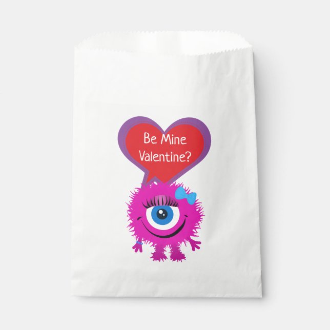 Cute Pink Moster Valentine Favour Bags (Front)