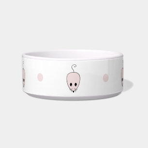 Cute Pink Mouse Cat Bowl Minimal Pet Design