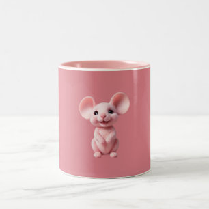 Cute Pink Mouse Two-Tone Coffee Mug