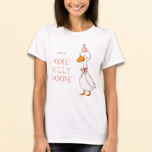 Cute Pink Mum of One Silly Goose Birthday T-Shirt