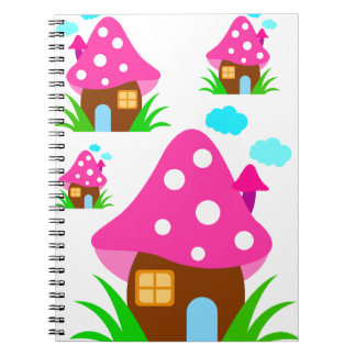 Cute Pink Mushroom House and Clouds  Baby Blanket Notebook
