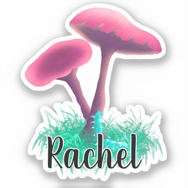 Cute Pink Mushroom Monogram Name (Front)