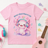 Cute Pink Musical Axolotl Monogrammed