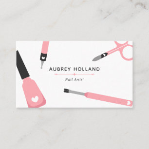 Cute Pink Nail Artist Tools Business Card