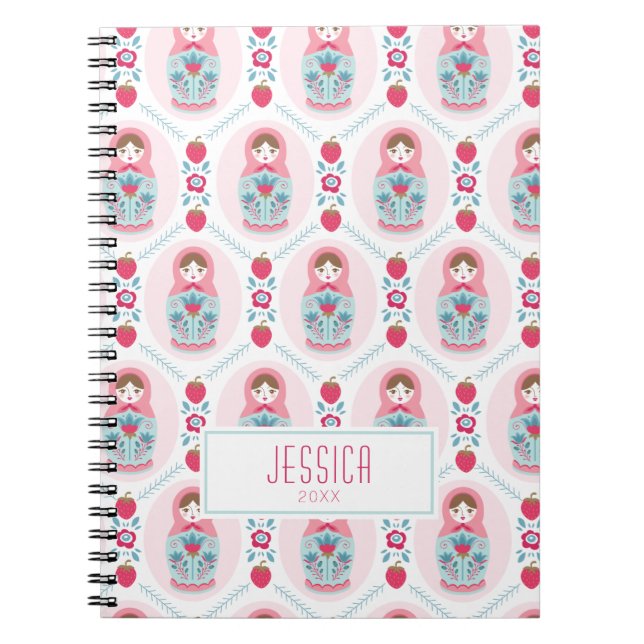 Cute Pink Nesting Doll Spiral Photo Notebook (Front)