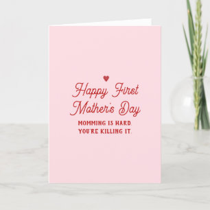 Cute Pink New Mum Happy First Mothers Day Card
