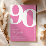 Cute Pink Ninety 90th Birthday Party Invitation<br><div class="desc">Introducing a cute pink and white 90th birthday party invitation that seamlessly blends the old-world charm of the bold serif font number '90' with a modern,  user-friendly personalizable template. This invitation isn't just a card,  it's a meaningful keepsake to cherish the milestone of turning 90.</div>
