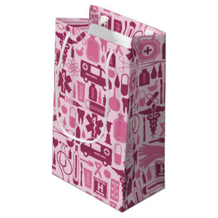 Cute Pink Nurse Doctor Medical Pattern Small Gift Bag
