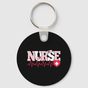 Cute Pink Nurse Heartbeat Nursing Key Ring