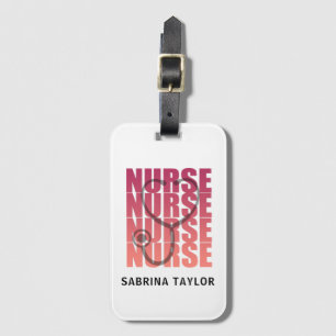 Cute Pink Nurse Stethoscope RN Luggage Tag