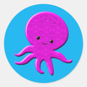 Cute Pink Octopus Classic Round Sticker