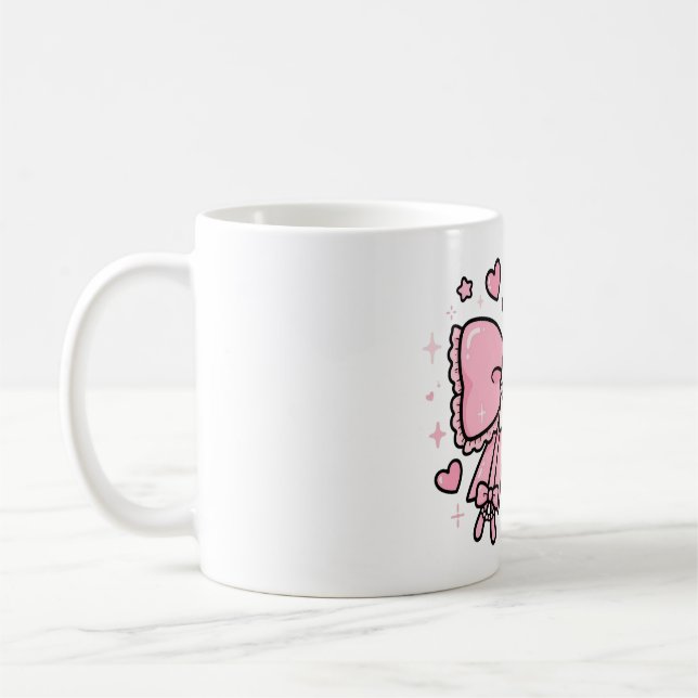 Cute Pink Octopus Coffee Mug – Adorable Sea Creatu (Left)