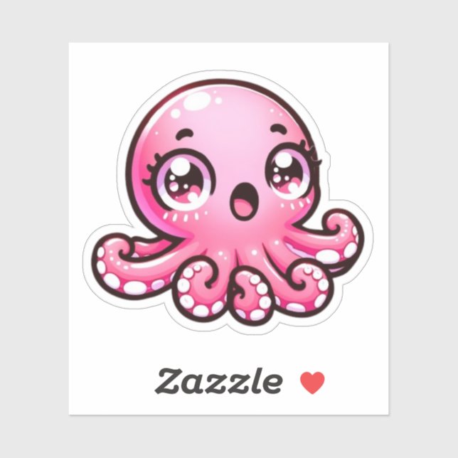 Cute Pink Octopus Custom-Cut Vinyl Stickers (Sheet)