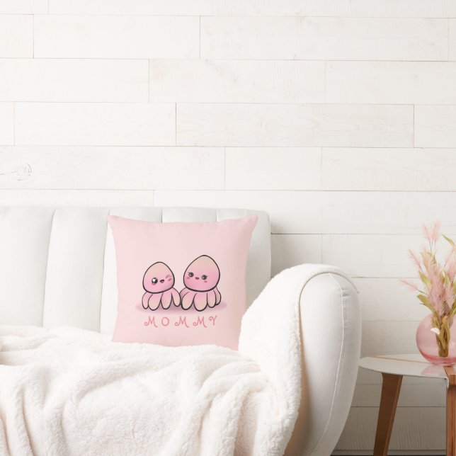 cute pink octopus mother  cushion (Couch)