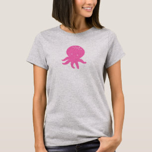 Cute Pink Octopus Old Print T-Shirt