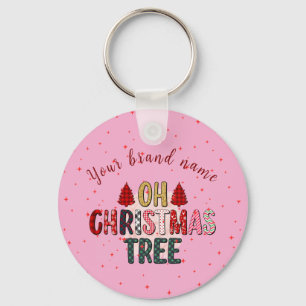 Cute pink OH Christmas tree Bulk business gift Key Ring
