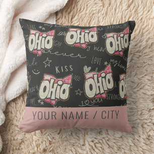 Cute pink Ohio love pattern decoration  Cushion