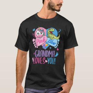 Cute Pink or Blue GRANDMA Loves You Dinosaur or Un T-Shirt