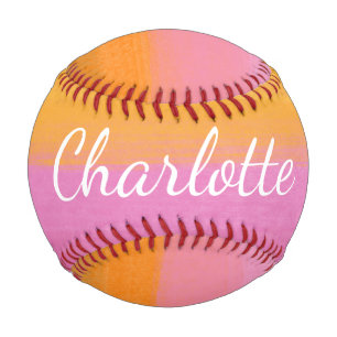 Cute Pink Orange Abstract Watercolor Personalised Baseball