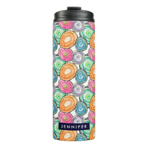 Cute pink orange green geode pattern personalised thermal tumbler