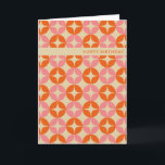 Cute Pink Orange Mid Mod Geometric Birthday Card<br><div class="desc">Cute Pink and Orange Mid Mod Geometric Customisable Birthday Card</div>