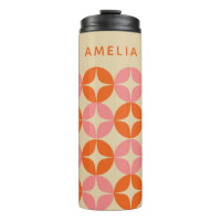 Cute Pink Orange Mid Mod Geometric Personalised