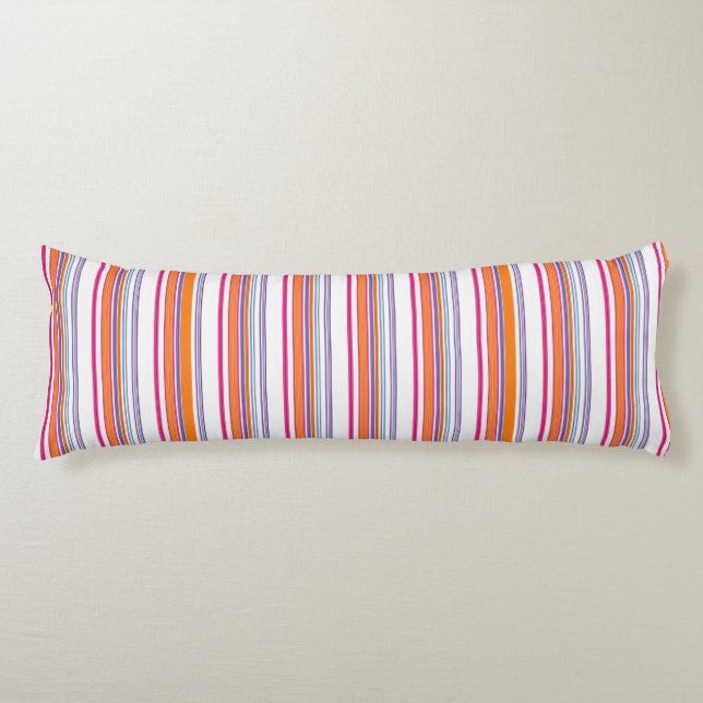 Cute pink orange stripes body cushion (Front)